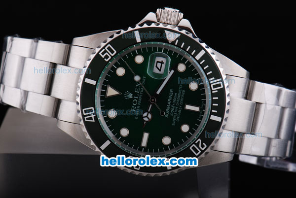Rolex Submariner Oyster Perpetual Date Chronometer Automatic with Green Dial and White Marking Green Bezel - Click Image to Close